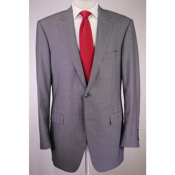Samuelsohn Gray w/ Purple Pinstripe Super 150's Wool 2-Btn Suit + 2 Pants 41L - Picture 2 of 9